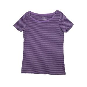 Merona Purple Black Striped Short Sleeve The Ultimate T-Shirt Size M Women’s